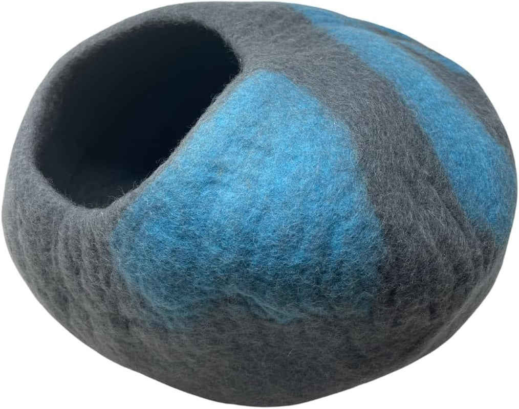 100% Natural Wool Eco-Friendly Cat & Kitten Cave Bed - Cozy House Indoor Bed for Cats & Kittens - Pet Felt Cat Cave, Cushion, Cove, Nest, Hideout, Hideaway, Tent, Tunnel Beds (Blake)
