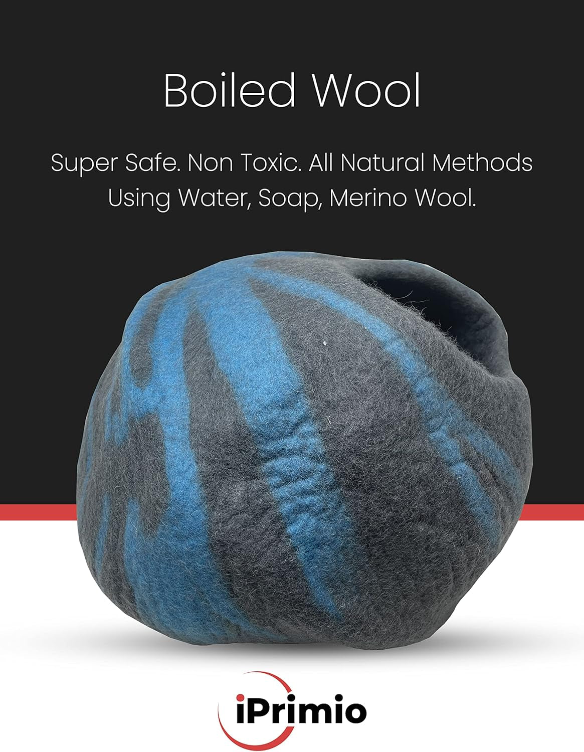 100% Natural Wool Eco-Friendly Cat & Kitten Cave Bed - Cozy House Indoor Bed for Cats & Kittens - Pet Felt Cat Cave, Cushion, Cove, Nest, Hideout, Hideaway, Tent, Tunnel Beds (Blake)
